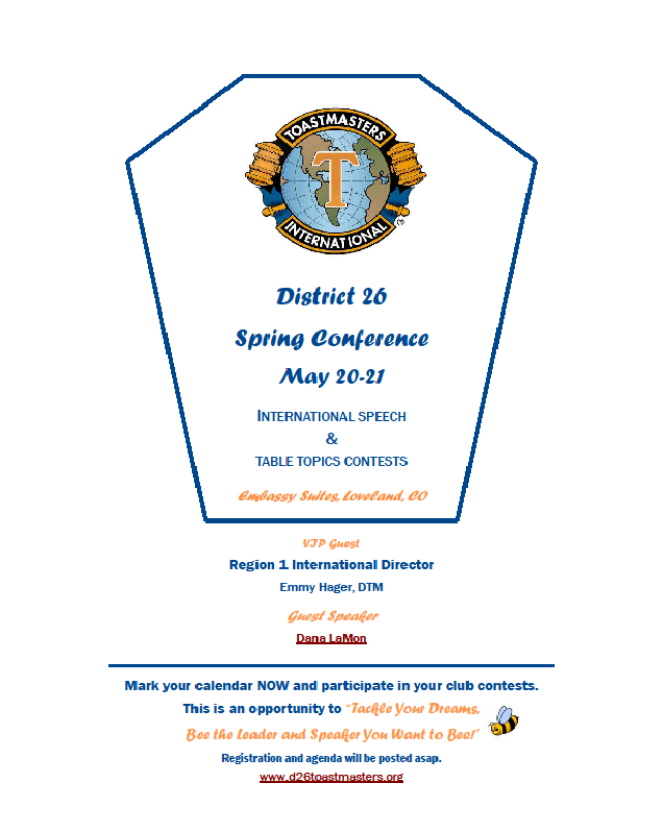 District 26 Spring Conference, May 20-21